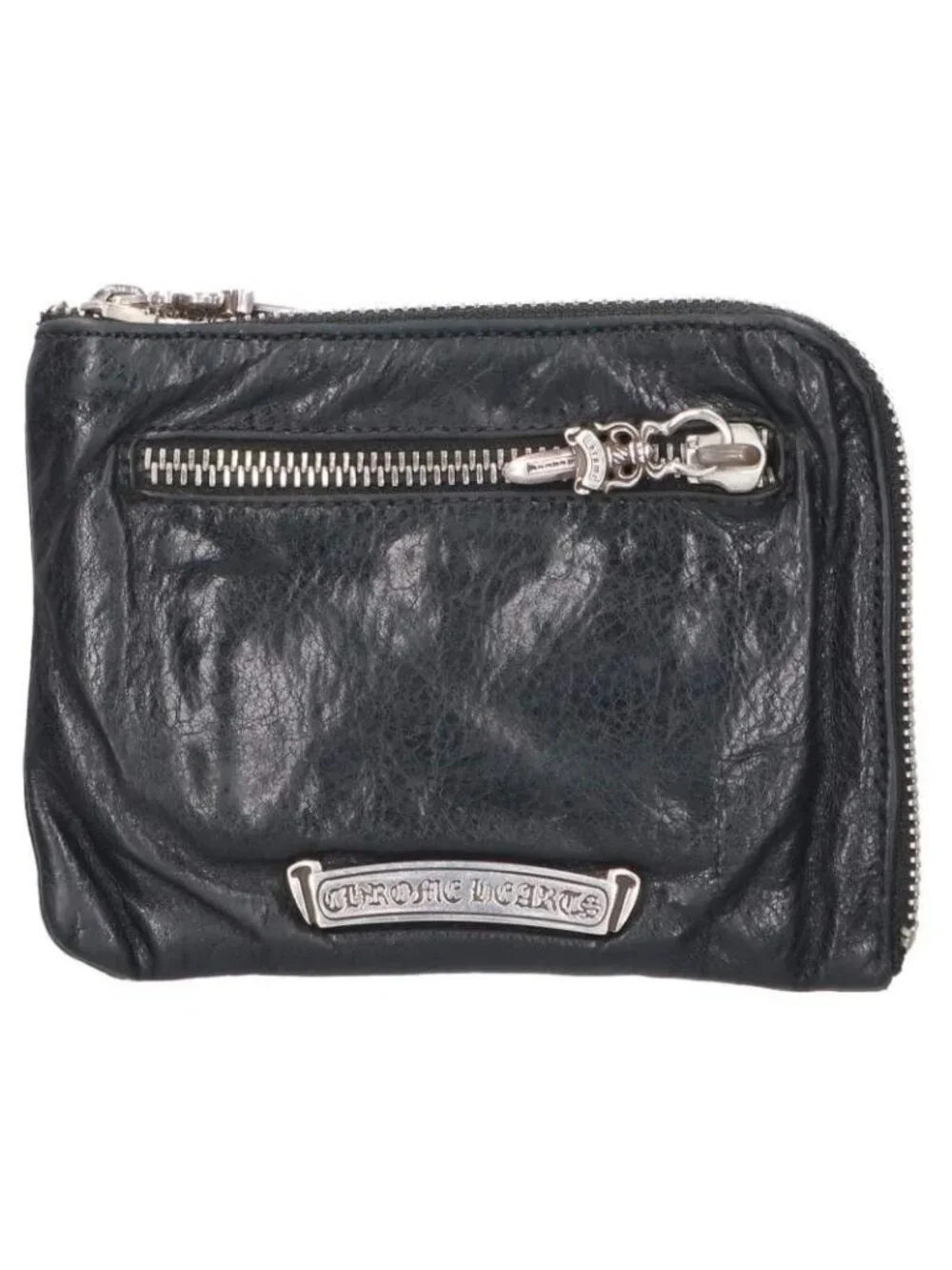 Chrome Hearts 2 Side Zip Cem Zip Cemetery Leather Wallet